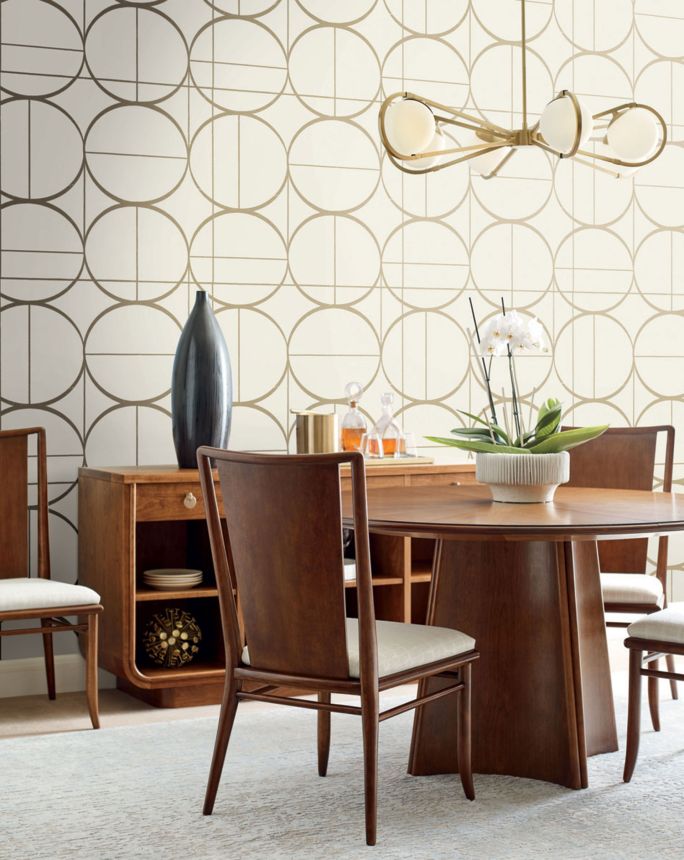 Cream-gold geometric wallpaper, MD7202, Modern Metals, York