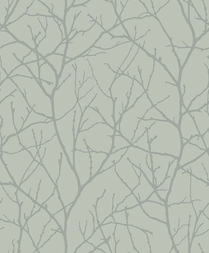 Green-silver wallpaper, tree branches, MD7124, Modern Metals, York