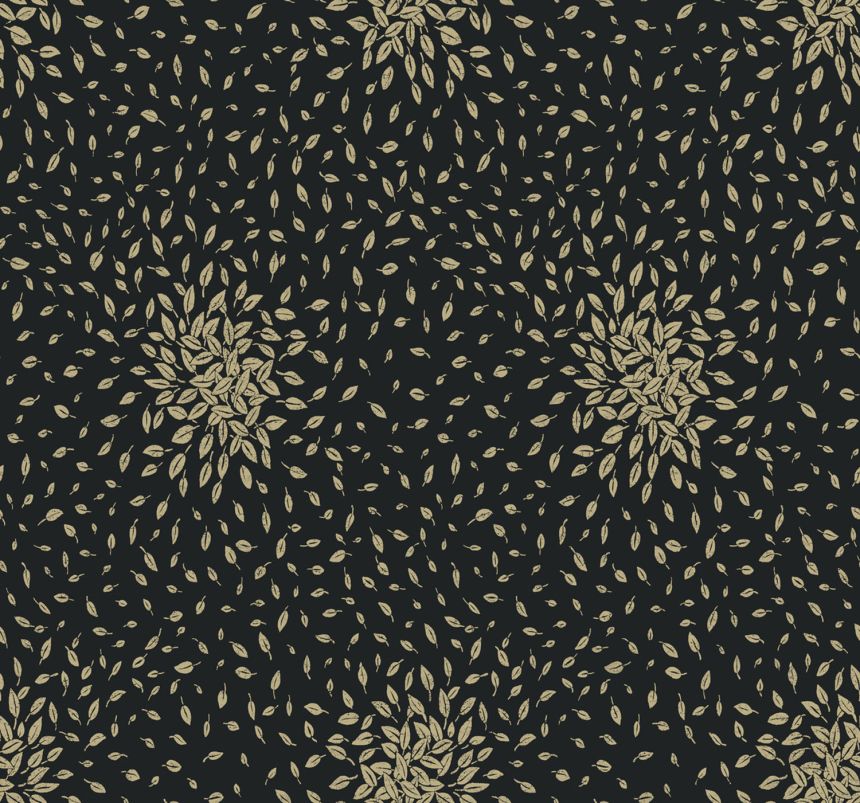 Black-gold wallpaper with leaves, MD7102, Modern Metals, York