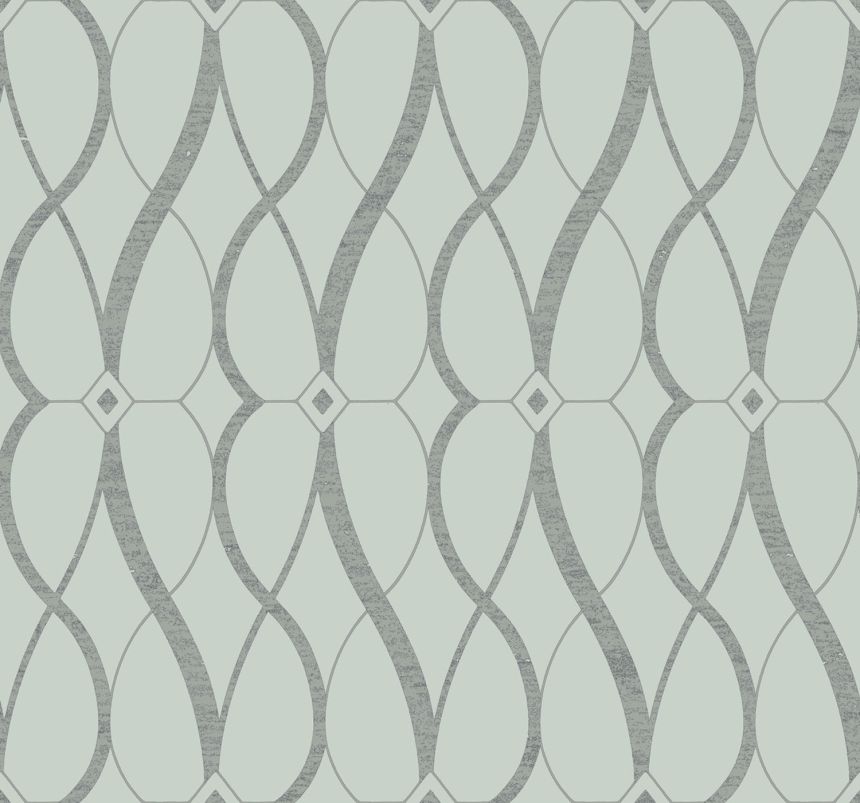 Blue-silver geometric wallpaper, MD7172, Modern Metals, York