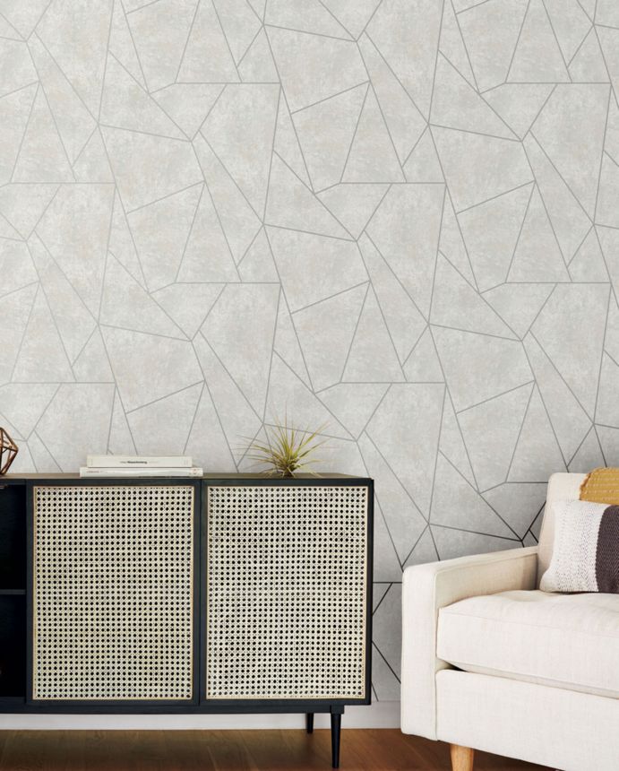 Gray-silver geometric wallpaper, MD7183, Modern Metals, York