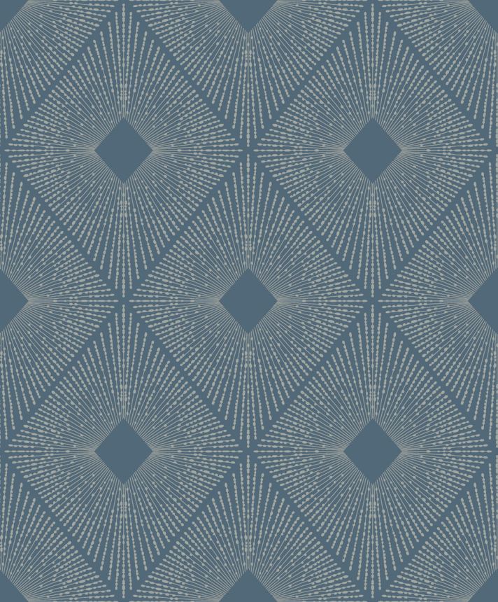Blue-silver geometric wallpaper, MD7131, Modern Metals, York