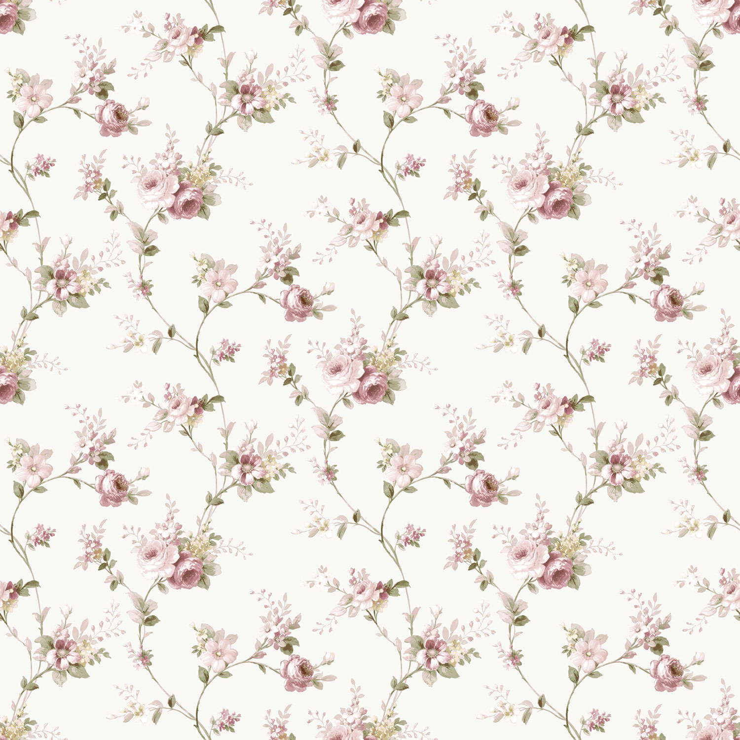 White wallpaper with floral pattern, 12318, Fiori Country, Parato
