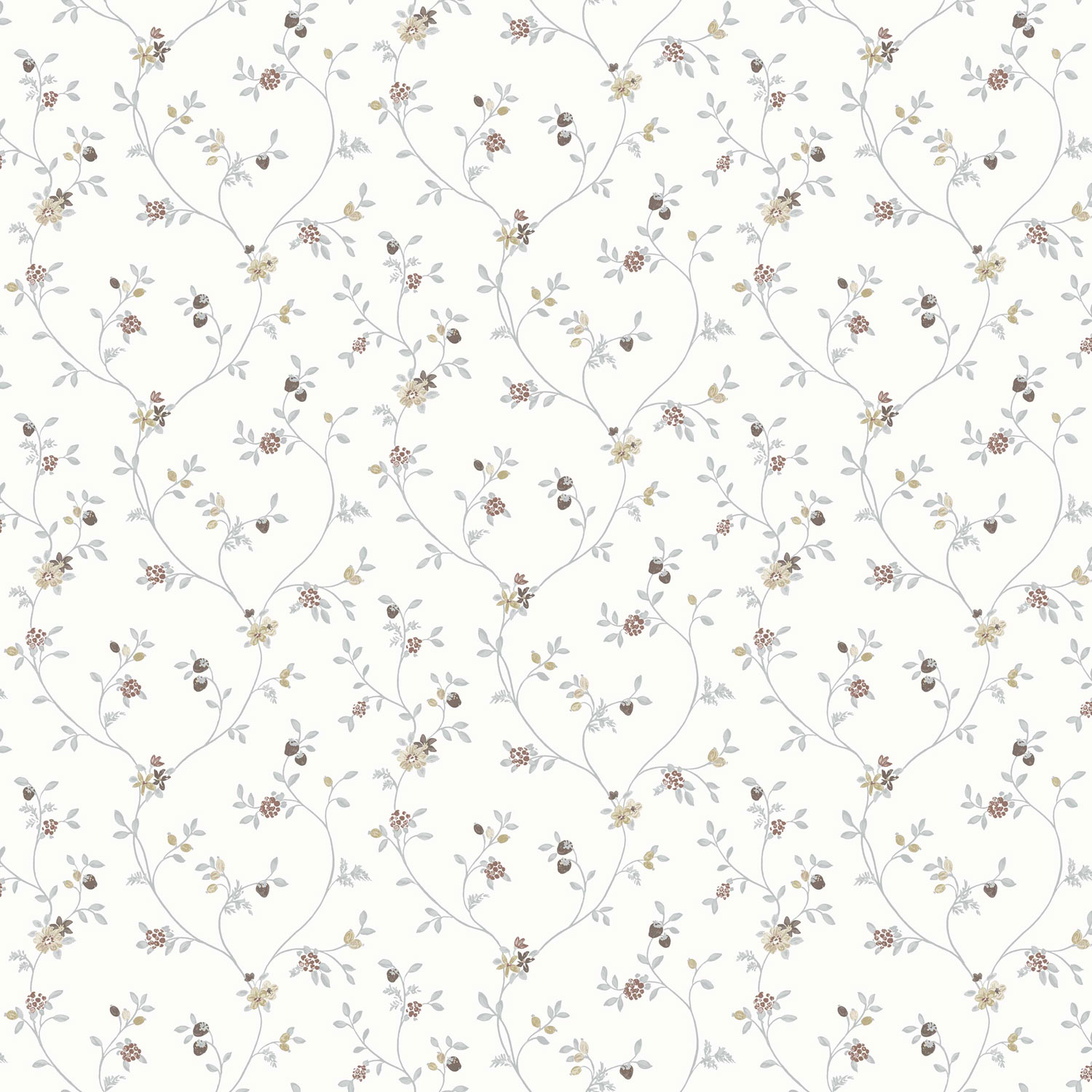 White non-woven floral wallpaper, 12331, Fiori Country, Parato