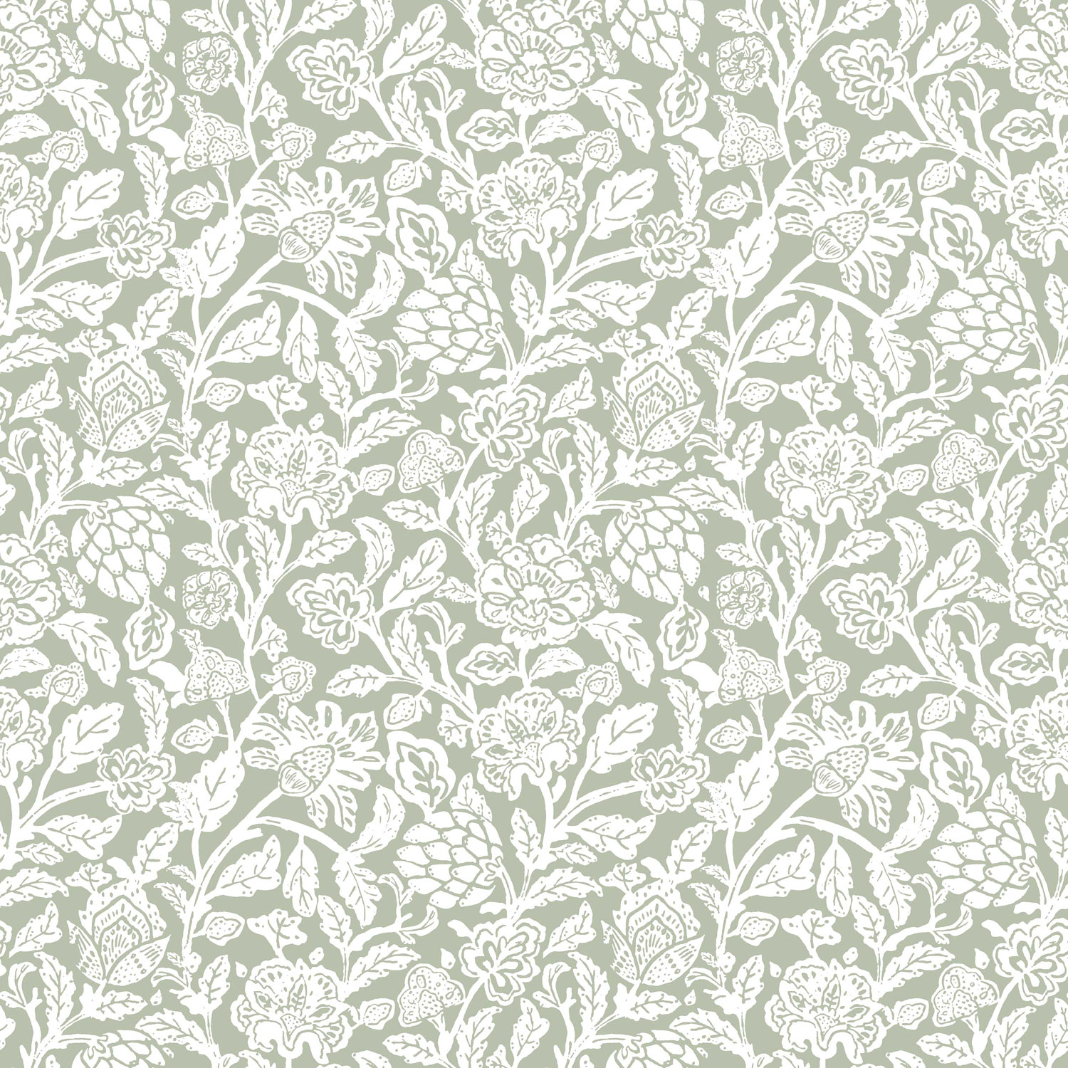 Green non-woven floral wallpaper, 12345, Fiori Country, Parato
