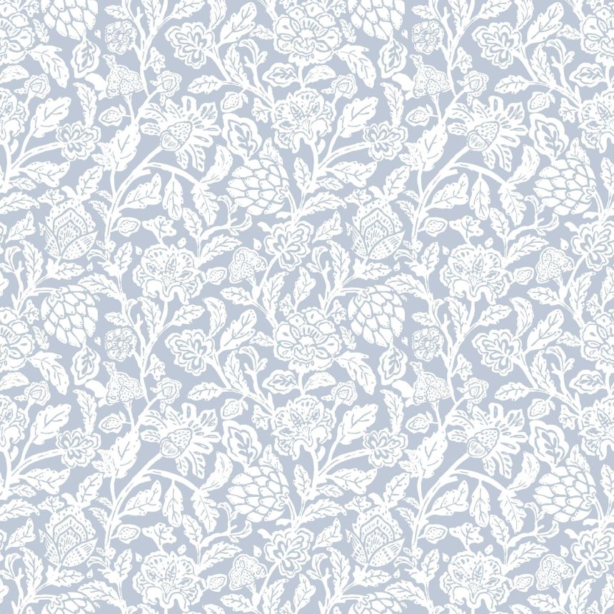Pale blue non-woven floral wallpaper, 12346, Fiori Country, Parato
