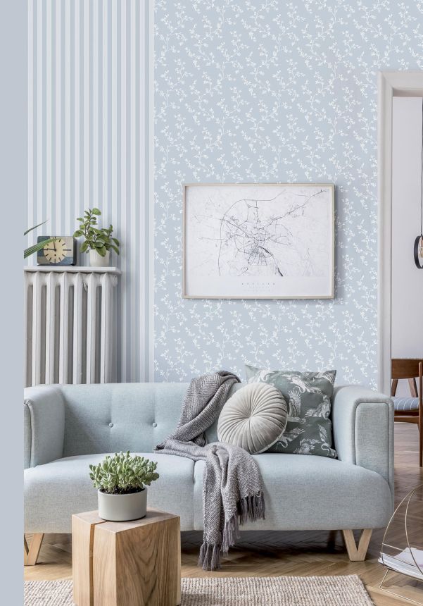 Pale blue non-woven floral wallpaper, 12353, Fiori Country, Paratto