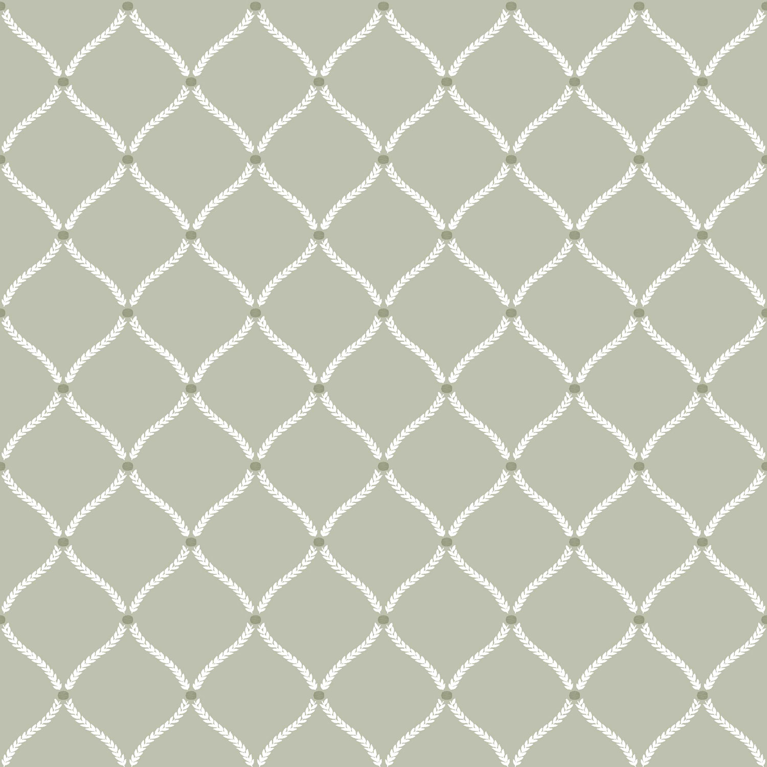 Green wallpaper with white ornaments, 12357, Fiori Country, Parato
