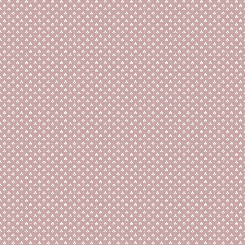 Pink wallpaper with white leaves, 12364, Fiori Country, Parato