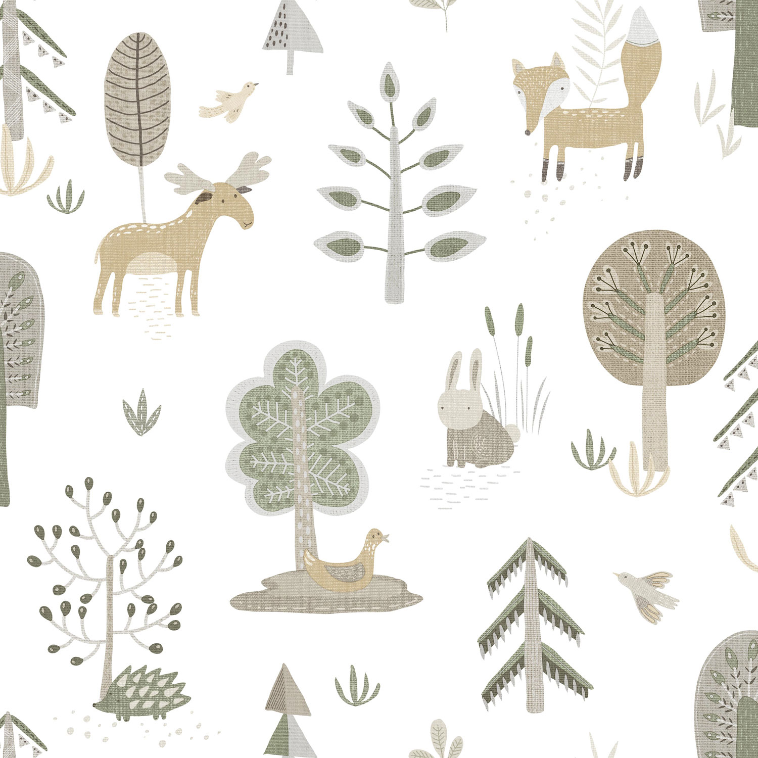 Children's wallpaper, animals, plants, 14802, Happy, Parato