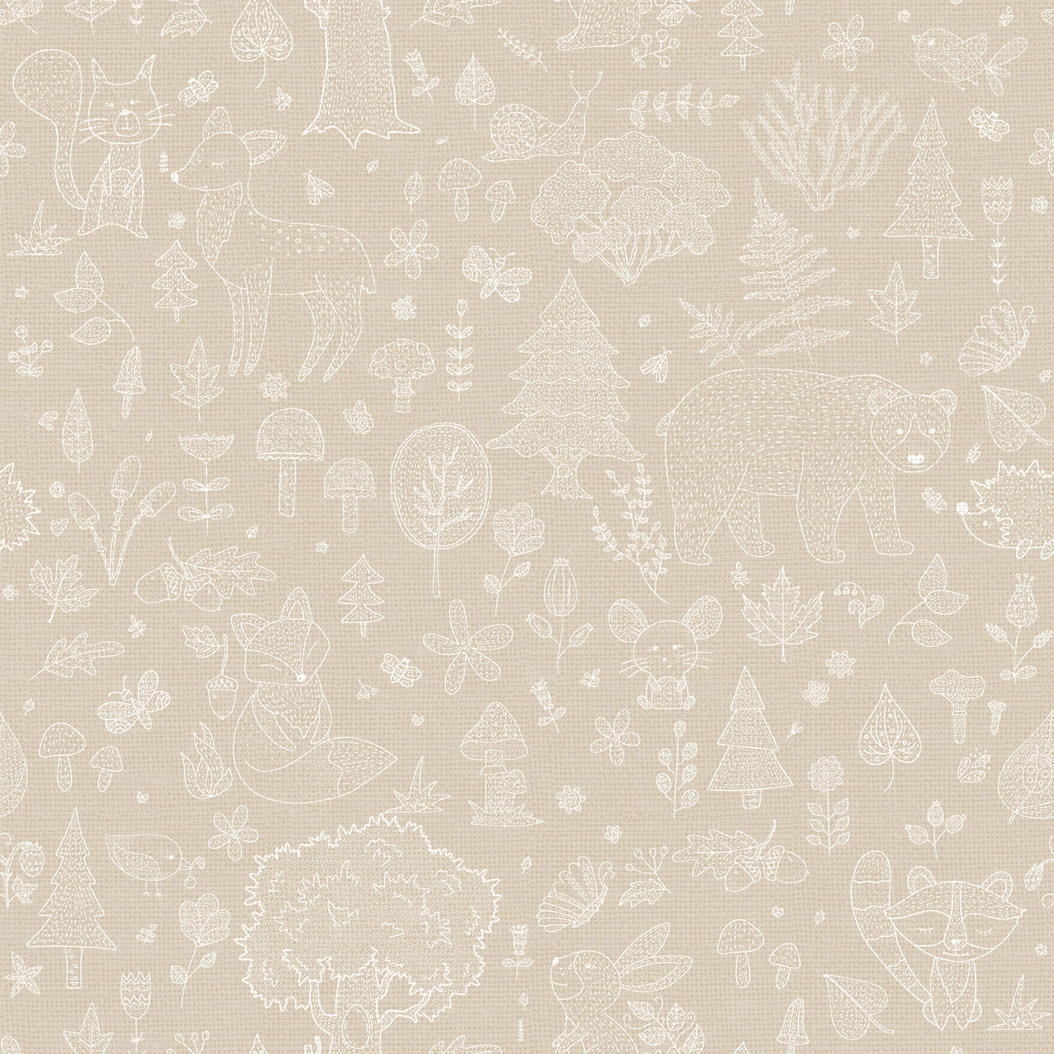 Beige children's wallpaper, animals, plants, 14809, Happy, Parato