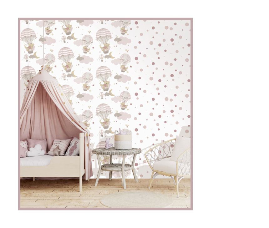Children's wallpaper with pink polka dots, 14824, Happy, Parato