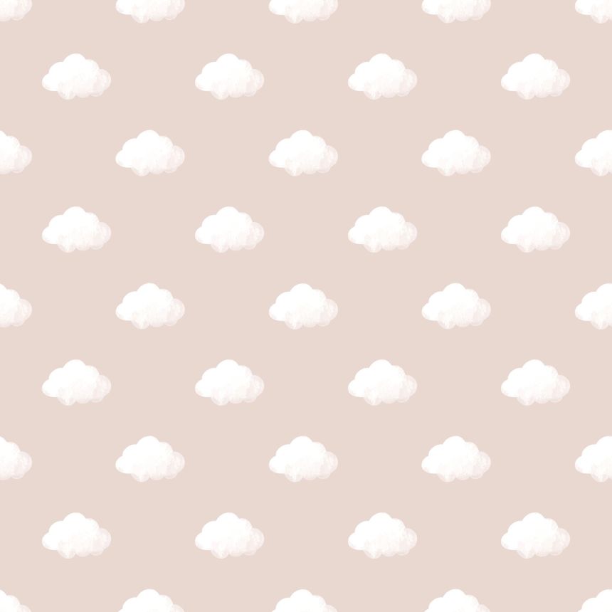Children's pink wallpaper with clouds, 14834, Happy, Parato
