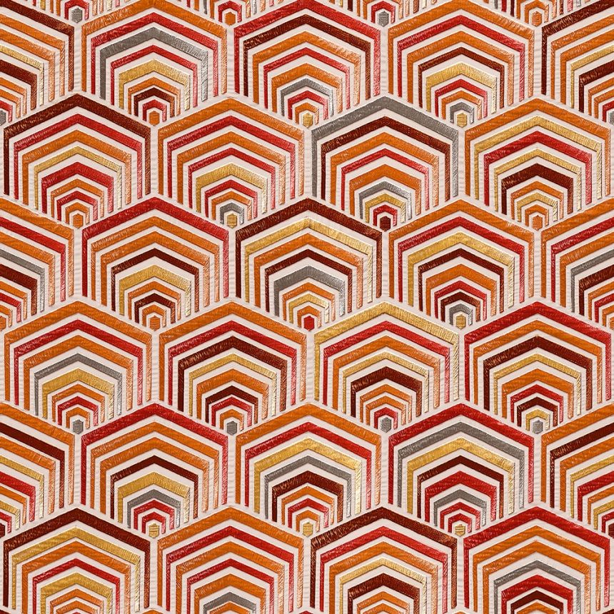 Geometric non-woven wallpaper, red-orange, DE120045, Best Sellers, Design ID