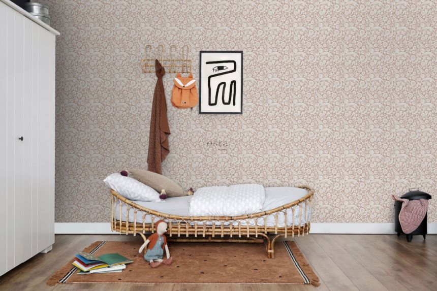 Beige non-woven floral wallpaper, 139330, Vintage Flowers, Esta Home