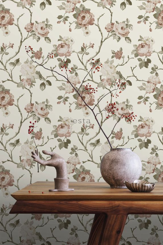 Non-woven floral wallpaper, 139406, Vintage Flowers, Esta Home