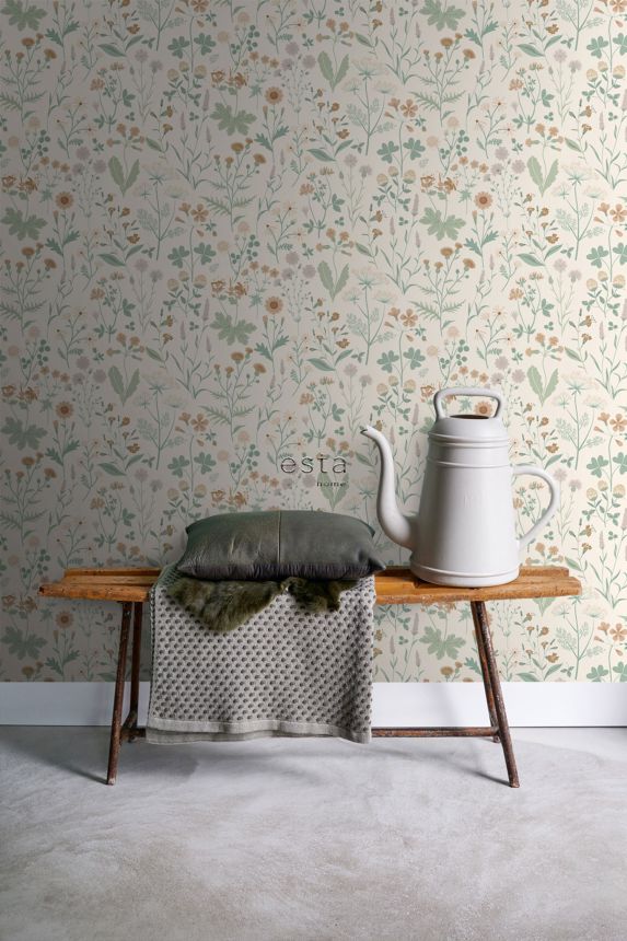 Cream wallpaper, meadow flowers, 139481, Vintage Flowers, Esta Home