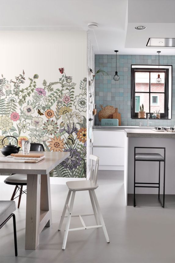 Floral non-woven wall mural, 159107, Vintage Flowers,  Esta Home