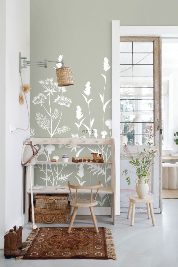 Non-woven wall mural, meadow grasses and flowers, 159214, Vintage Flowers, Esta Home
