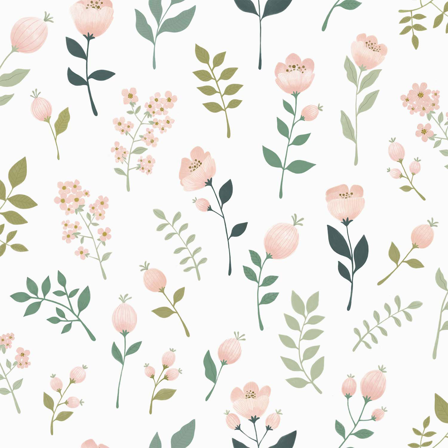 Floral non-woven wallpaper, 139339, To the Moon and Back, Esta Home