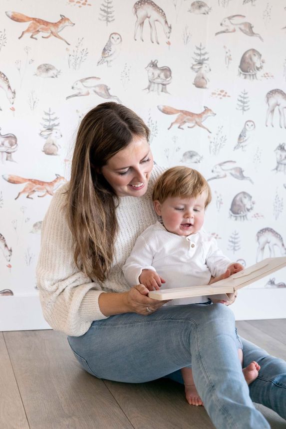 Children's wallpaper with forest animals, 139399, To the Moon and Back, Esta Home