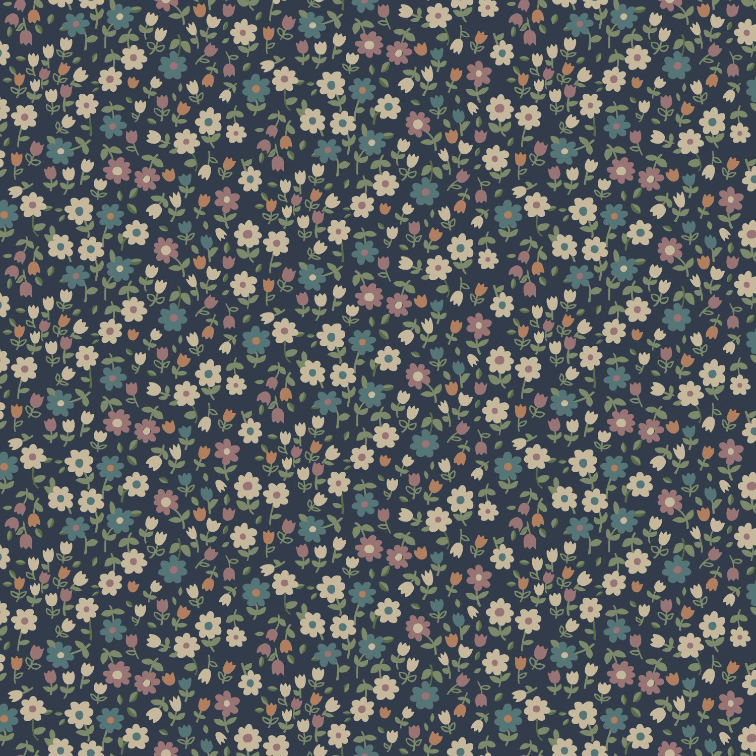 Blue floral non-woven wallpaper, 139471, To the Moon and Back, Esta Home