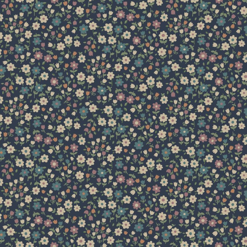 Blue floral non-woven wallpaper, 139471, To the Moon and Back, Esta Home