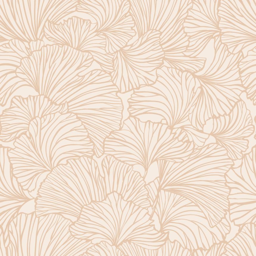 Beige non-woven wallpaper, leaves, 139488, To the Moon and Back, Esta Home
