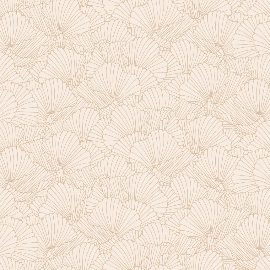 Beige non-woven wallpaper, leaves, 139491, To the Moon and Back, Esta Home