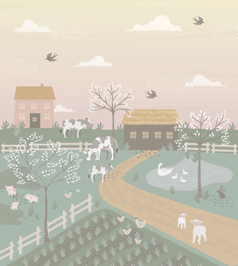 Children's wall mural, farm animals, 159241, To the Moon and Back, Esta Home