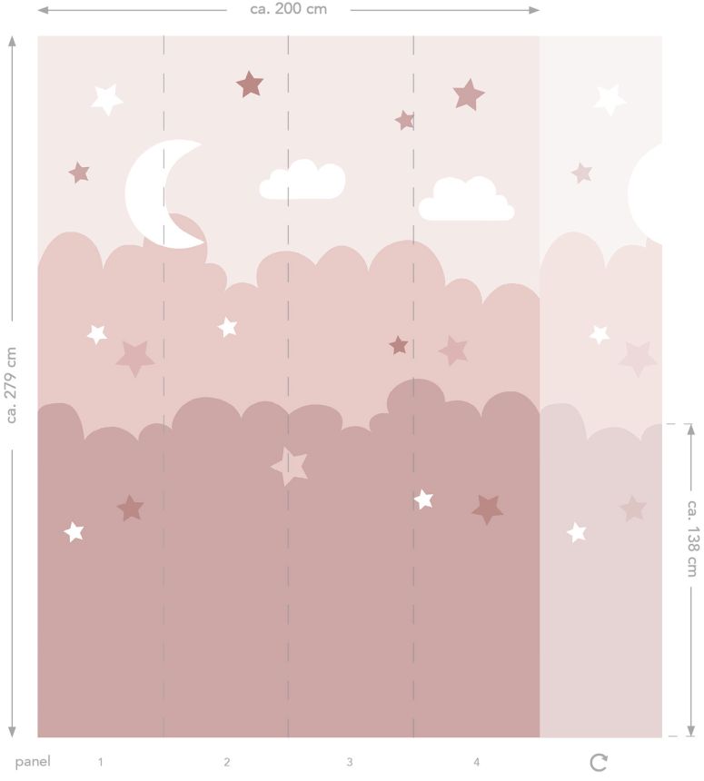 Children's wall mural, night sky, 159250, To the Moon and Back, Esta Home