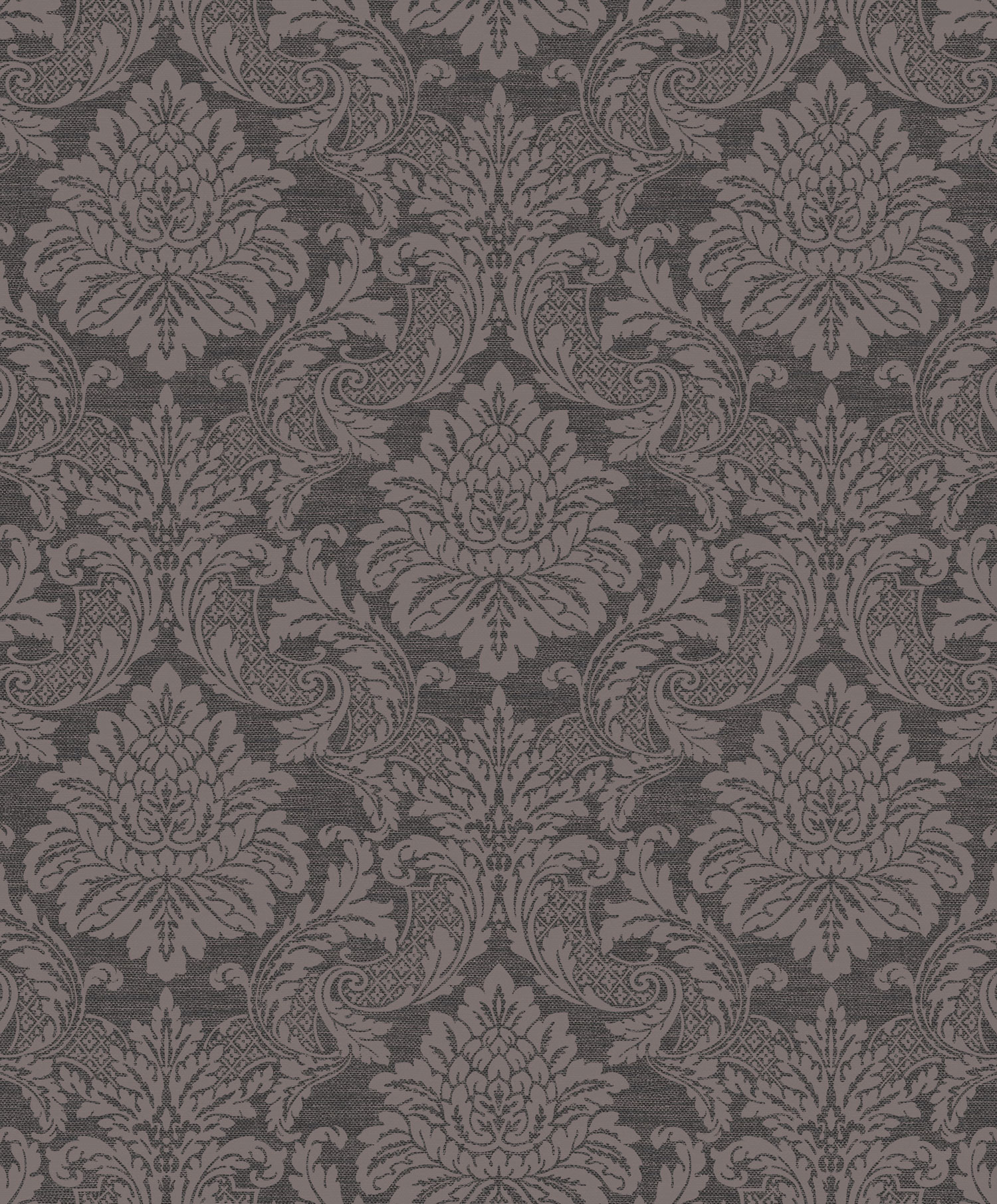 Black wallpaper with baroque pattern, OTH004, Othello, Zoom by Masureel