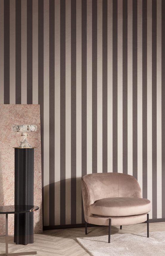 Black-silver striped wallpaper, OTH404, Othello, Zoom by Masureel