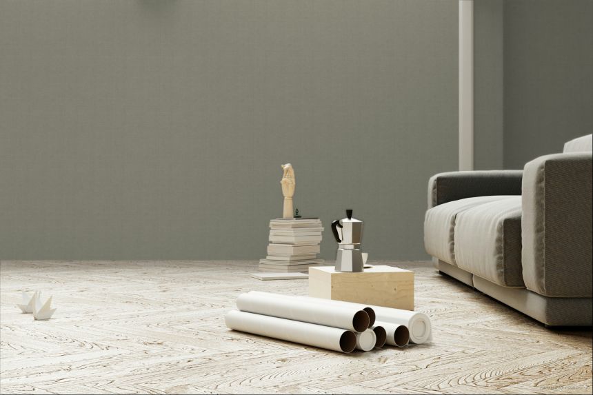 Grey-brown wallpaper, fabric imitation, ORB103, Spirit of Nature, Khroma by Masureel