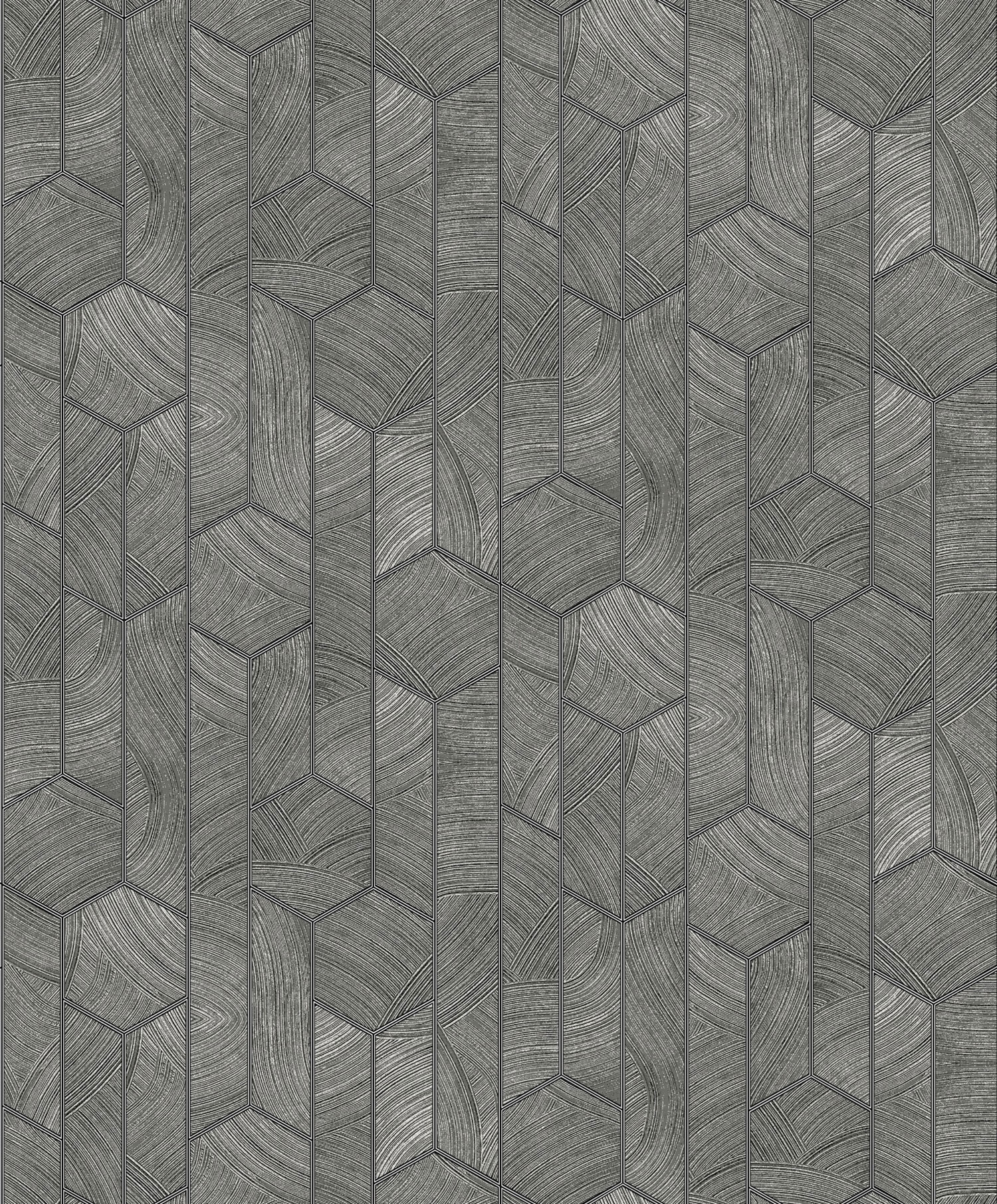 Black-silver wallpaper with geometric pattern, SUM101, Summer, Khroma by Masureel