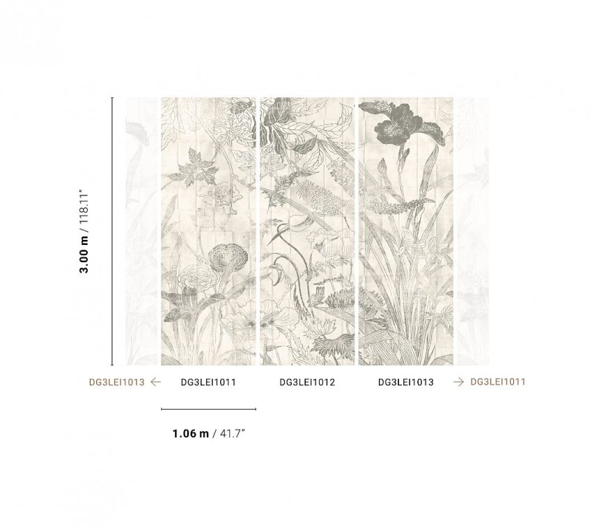 Wall mural, Flowers, leaves, DG3LEI1012, Wall Designs III, Khroma by Masureel