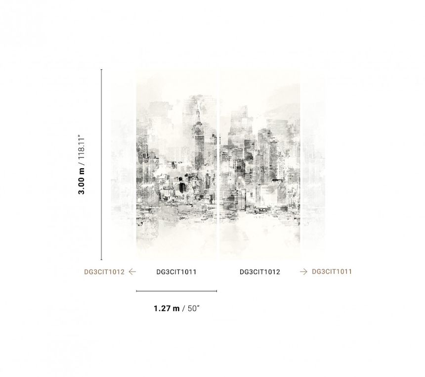 Gray wall mural, City, DG3CIT1011, Wall Designs III, Khroma by Masureel