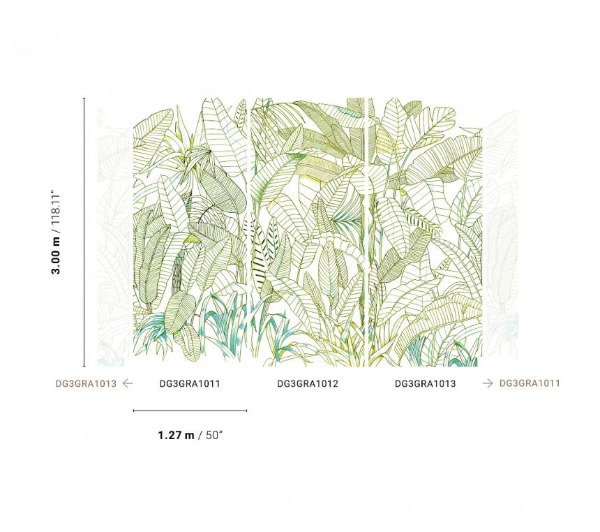Green wall mural, Leaves, DG3GRA1012, Wall Designs III, Khroma by Masureel