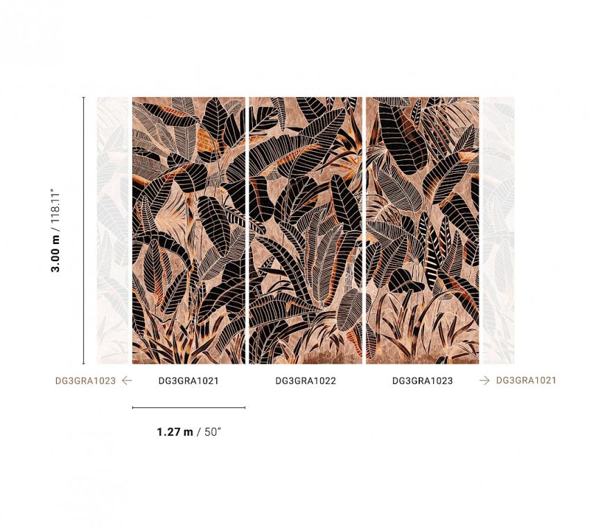 Brown wall mural, Leaves, DG3GRA1021, Wall Designs III, Khroma by Masureel