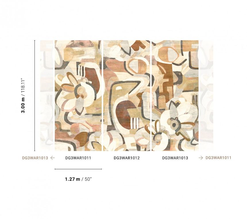 Brown-beige graphic wall mural, DG3WAR1011, Wall Designs III, Khroma by Masureel