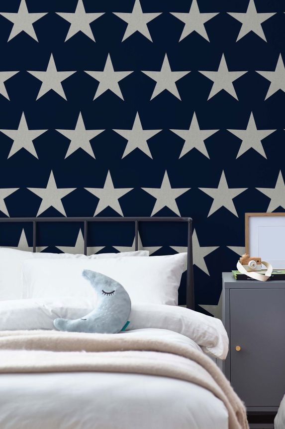 Blue wallpaper with stars, 118330, Next