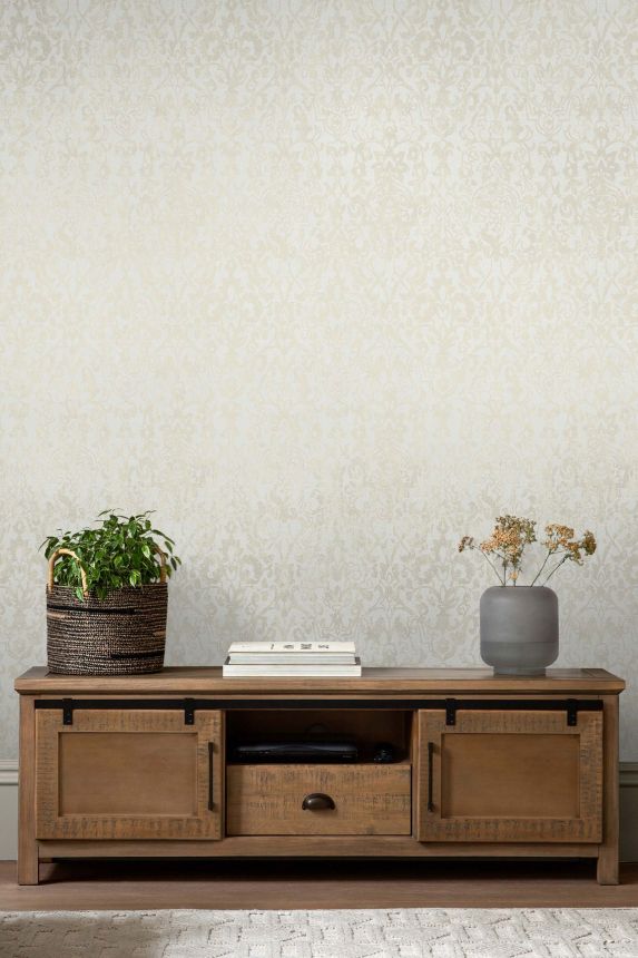 Cream-gold wallpaper, baroque damask pattern, 118295, Next