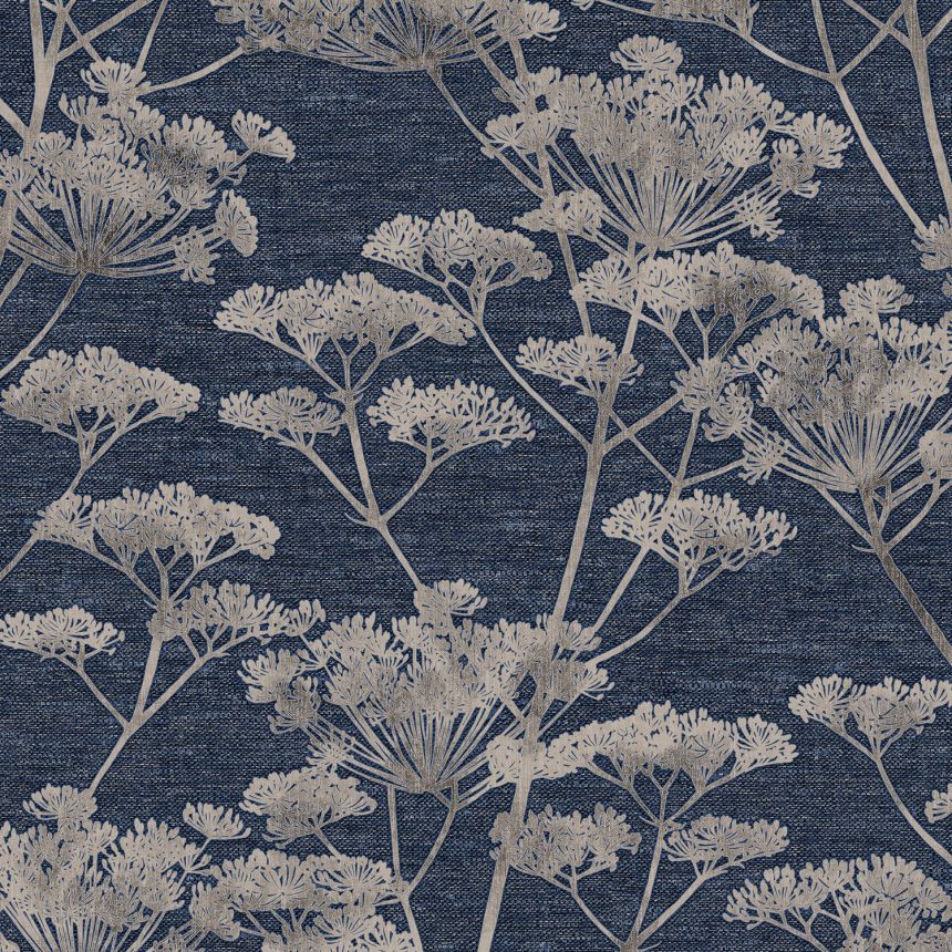 Wallpaper, blue-gold, grasses, flowers, 120865, Refine, Indulgence, Graham Brown Boutique