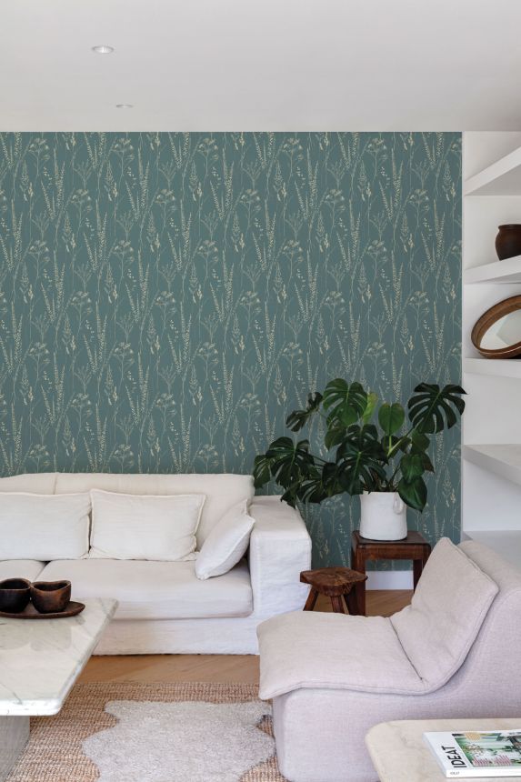 Green wallpaper with grasses, A64202, Vavex 2025