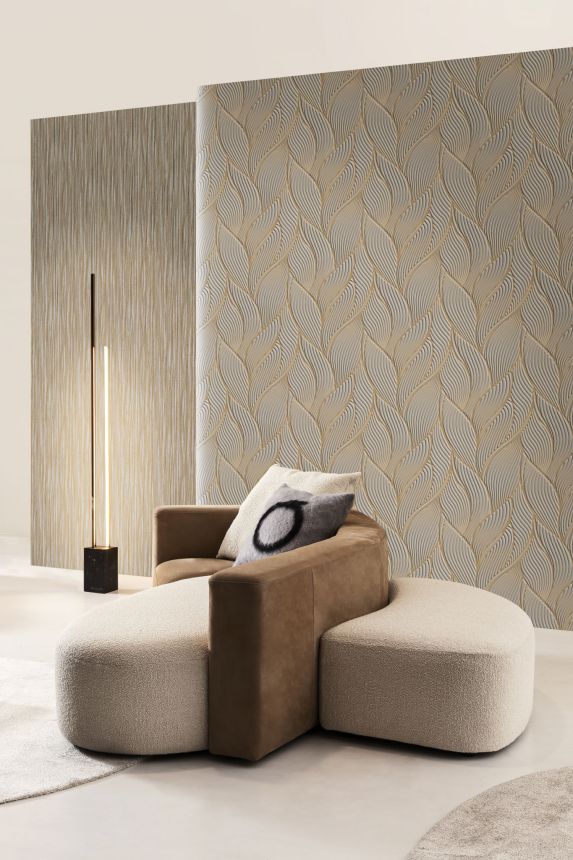 Luxury brown-gold wallpaper, leaves, Z18901, Trussardi 7, Zambaiti Parati