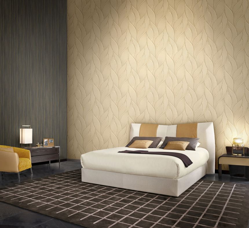 Luxury gray-silver wallpaper, leaves, Z18907, Trussardi 7, Zambaiti Parati