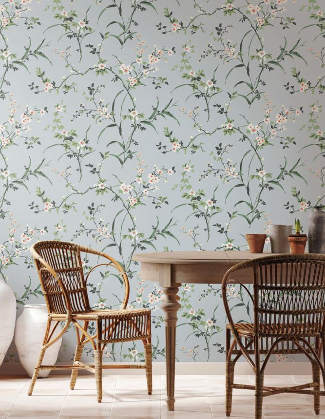 Gray non-woven wallpaper, blossom branches, BL1743, Blooms Second Edition Resource Library, York