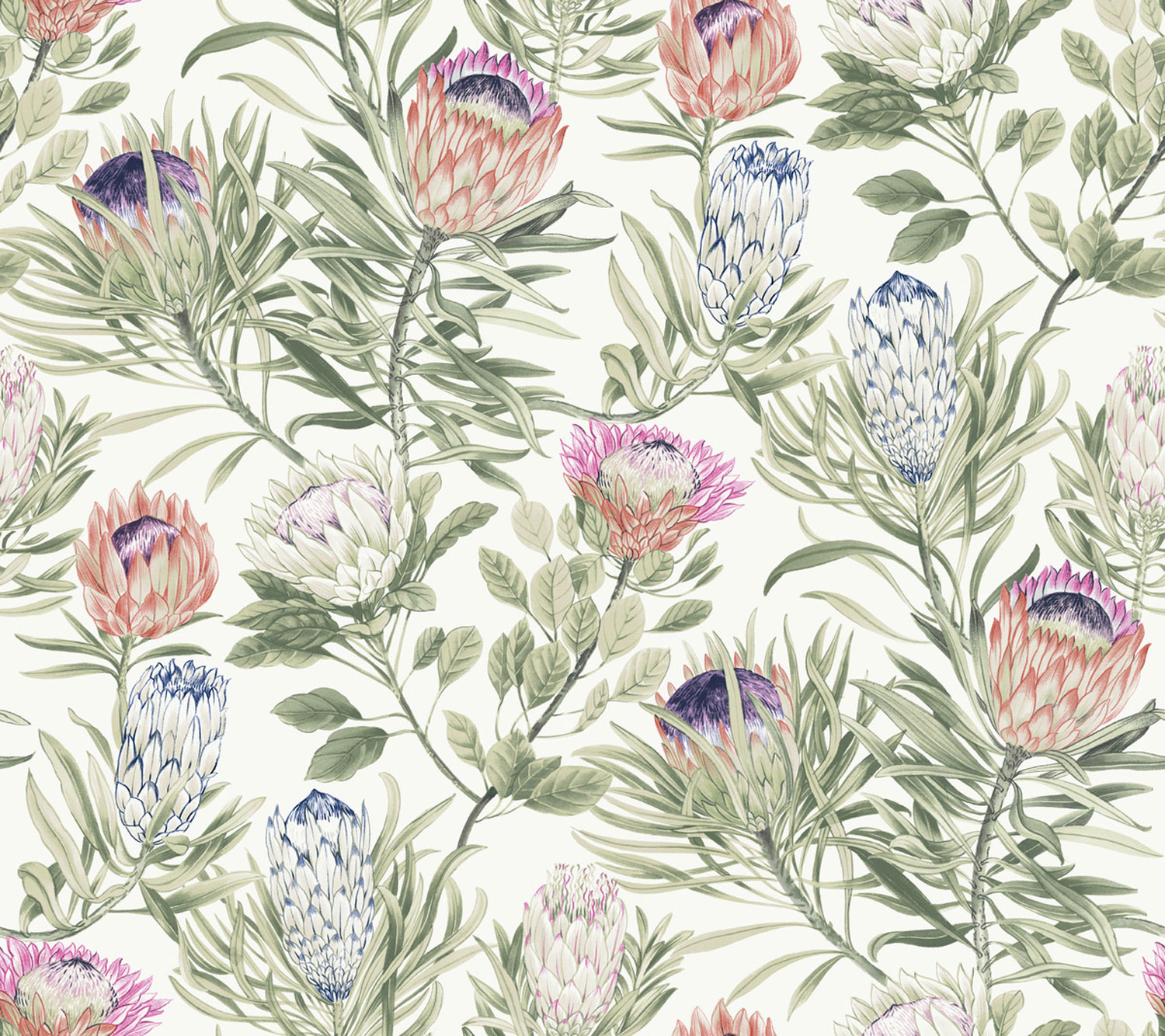 White non-woven floral wallpaper, BL1752, Blooms Second Edition Resource Library, York