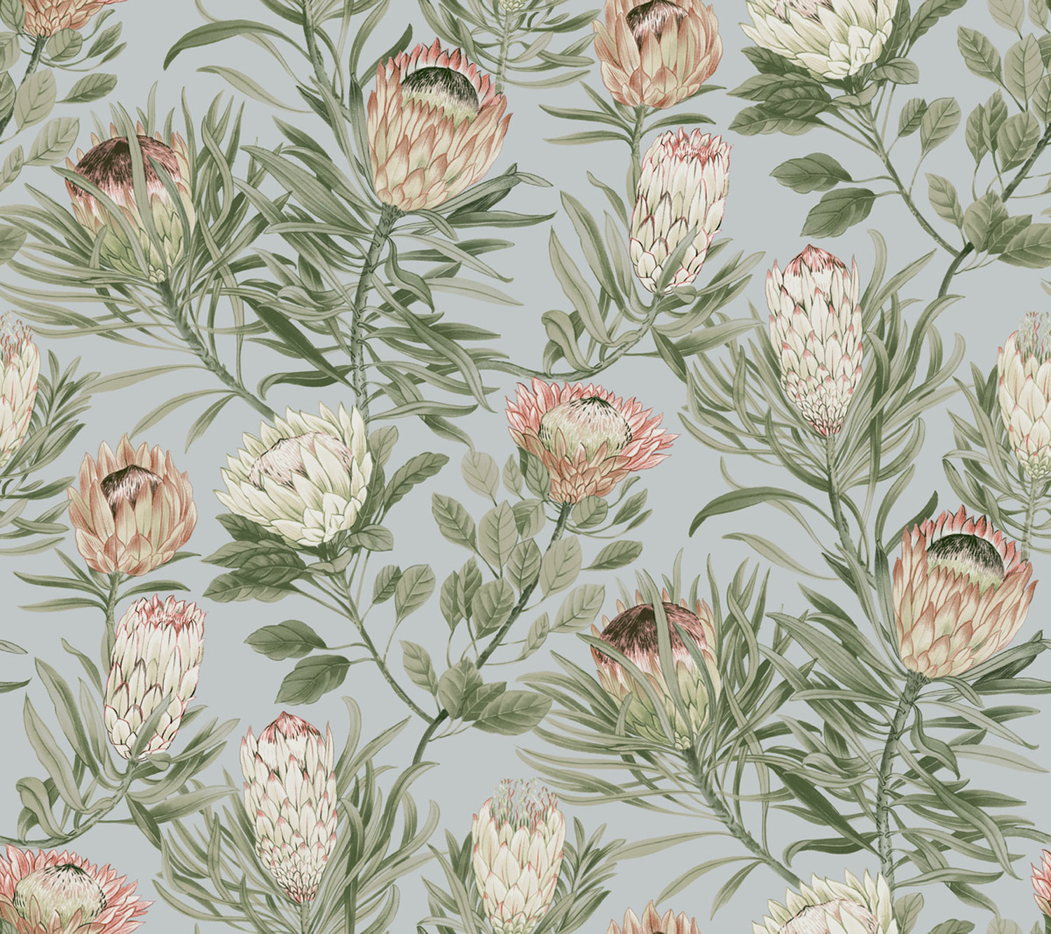 Blue non-woven floral wallpaper, BL1755, Blooms Second Edition Resource Library, York