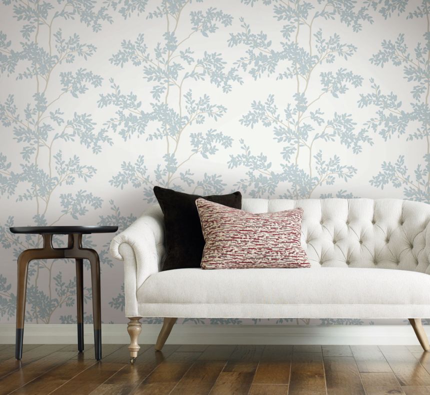 White non-woven wallpaper with branches, BL1802, Blooms Second Edition Resource Library, York